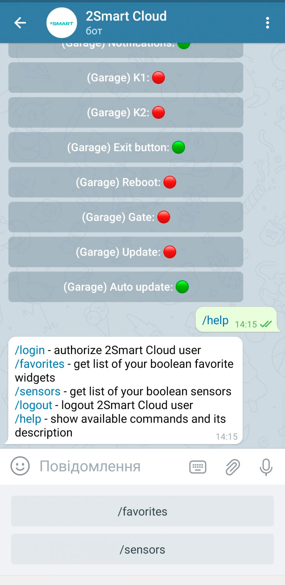 Telegram бот 2Smart Cloud