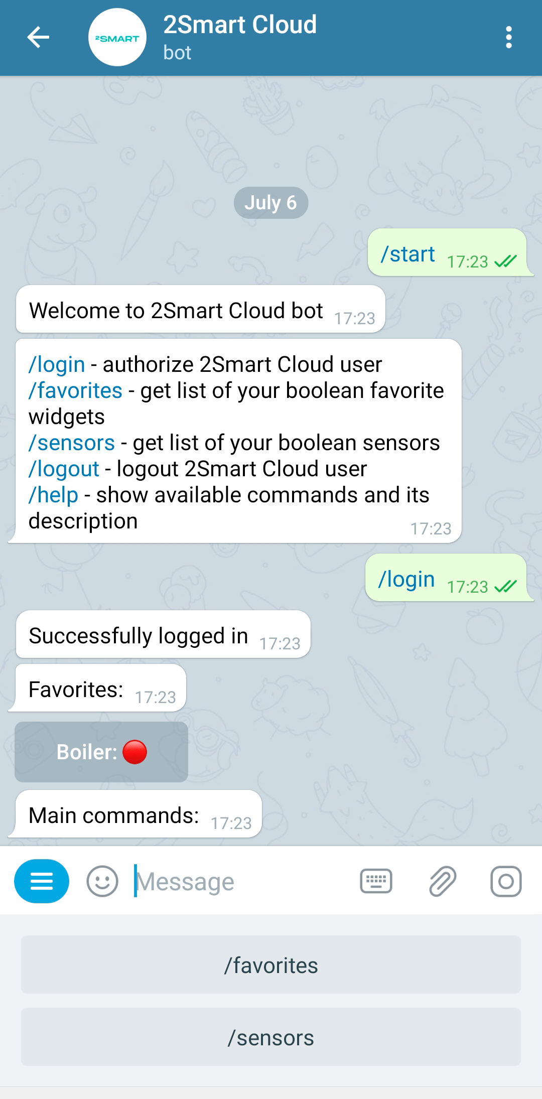 How to manage gates or barriers using the Telegram bot 2Smart Cloud