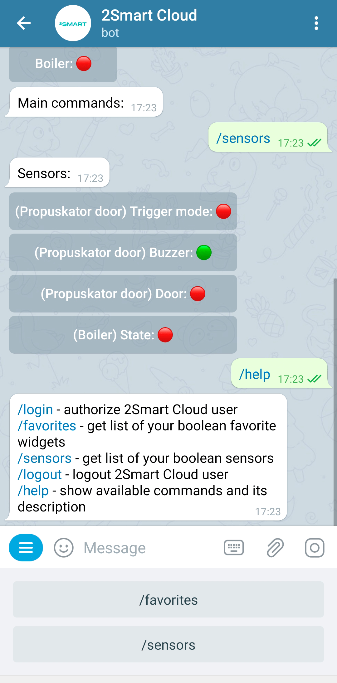 How to manage gates or barriers using the Telegram bot 2Smart Cloud